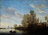 Salomon van Ruysdael River View near Deventer painting